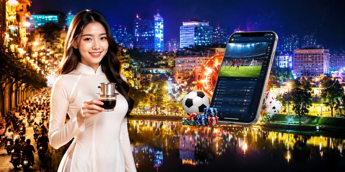 Người phụ nữ mặc áo dài tại Đà Lạt theo dõi kết quả cá cược thể thao trên thiết bị di động