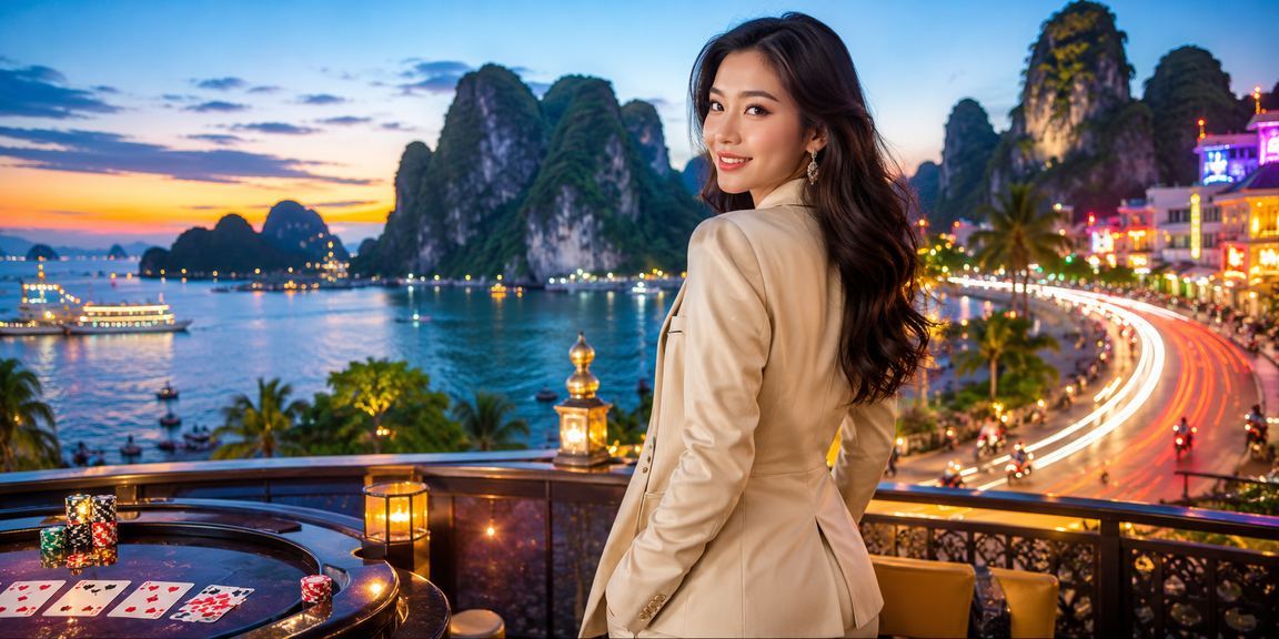 Người chơi thư giãn trải nghiệm game bài trực tuyến tại bãi biển Ninh Bình với điện thoại di động